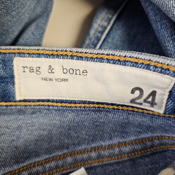 rag & bone Women's Nina High-Rise Ankle Skinny Jeans Size 24 Tulsa Ripped Knees - Picture 6 of 9